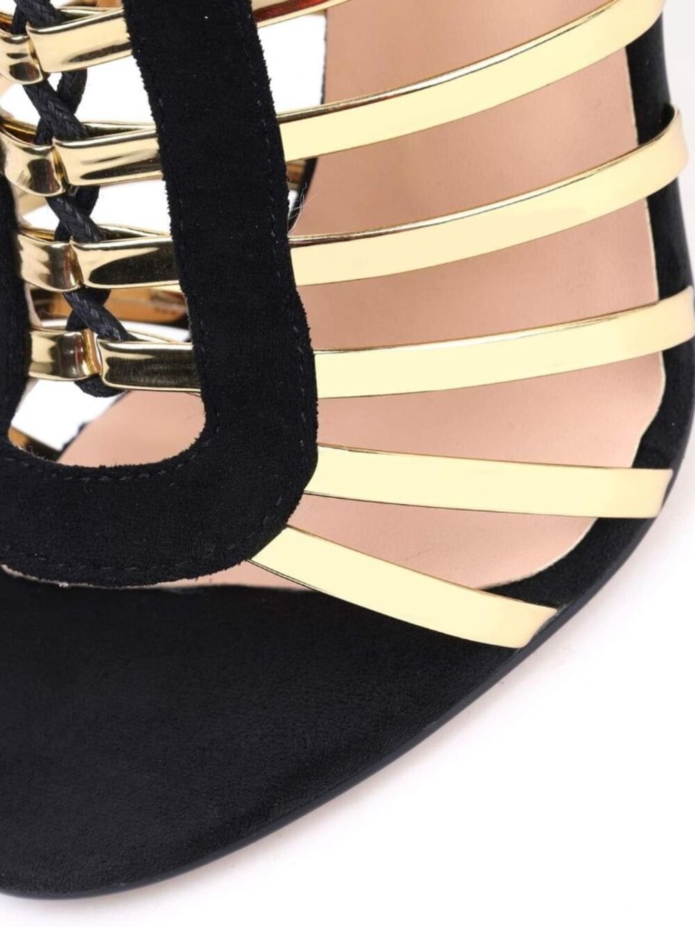 Gladiator Heels for Women Sexy Lace Up Stiletto Sandals Gold Strappy Cage Heels - Picture 6 of 6